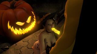 Sexy Witch Fucks the Pumpkin King on Halloween - porn video