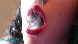 Matte Red Lipstick Smoking - porn video