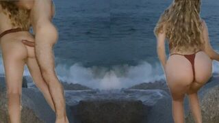 fucking hot teen on public beach and leaving cumshot on her sexy ass - porn video