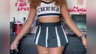 Slutty Upskirt Cheerleader wants badly on the team - porn video